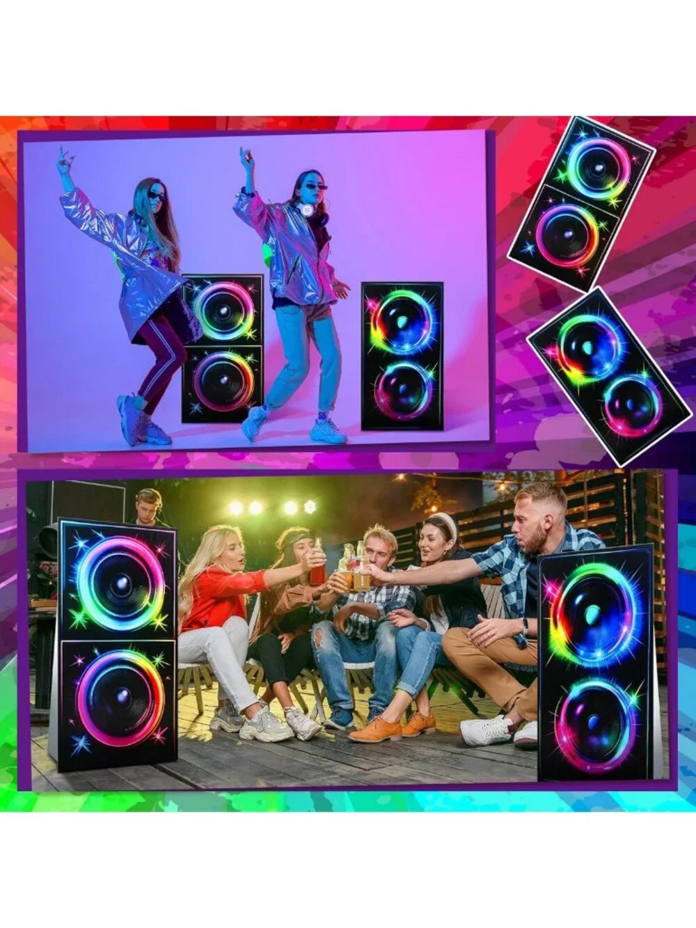 Retro 80s 90s Boom Box Cardboard Cutouts - Life Size Party Decorations & Photo